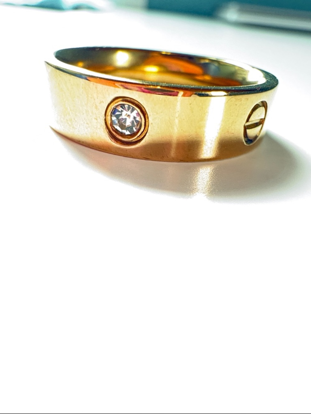 ❤️‍🔥3/10$❤️‍🔥Gold Tone Cz Accent Band Ring